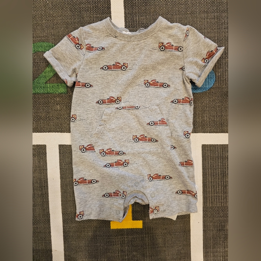 Firsts race car shorts onsie with pocket size 6 months